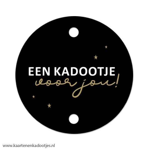 Kadolabel rond 70 mm een kadootje voor jou zwart/wit/goudfolie