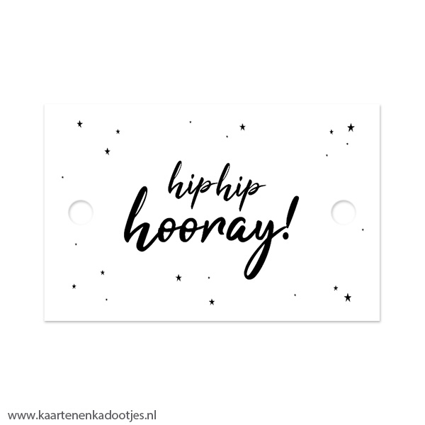 Kadolabel rechthoek 85x55 mm  hip hip hooray