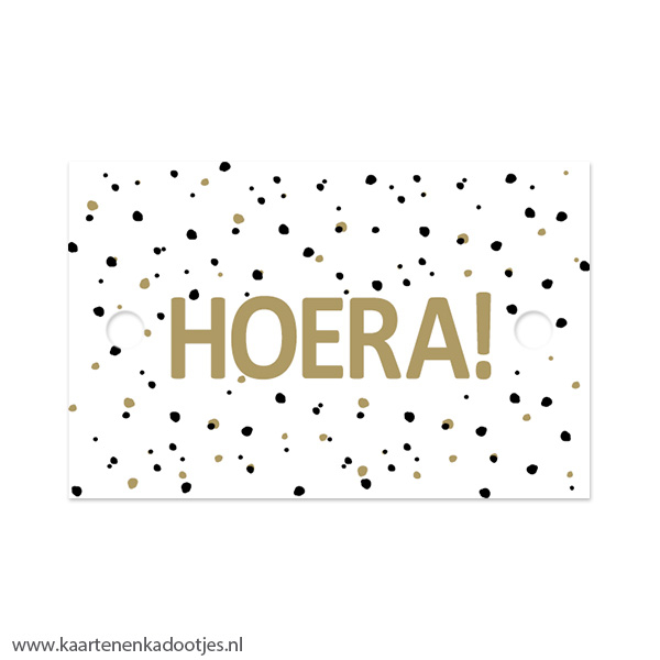 Kadolabel rechthoek 85x55 mm hoera - goudfolie