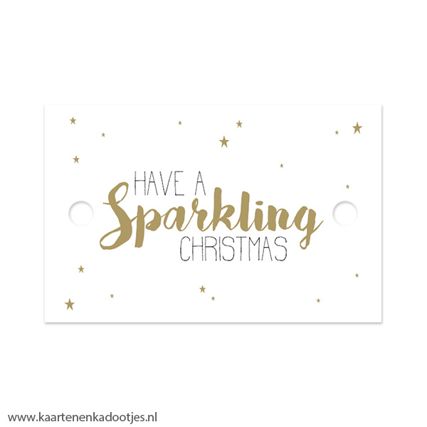 Kadolabel rechthoek 85x55 mm sparkling Christmas - goudfolie