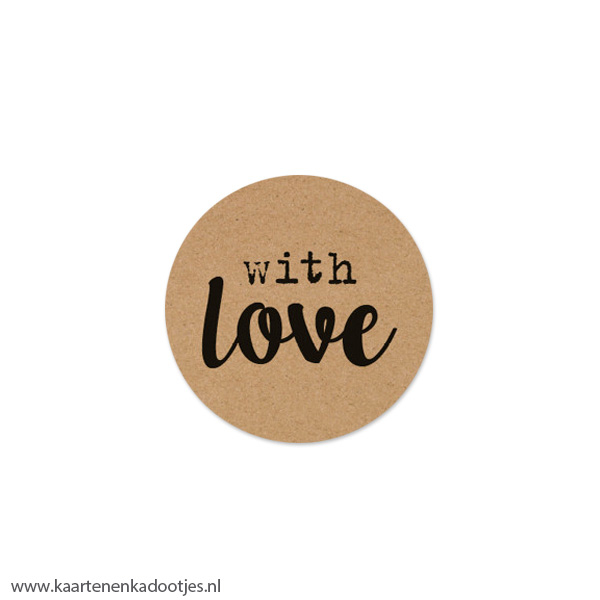 7 Stickers rond 35 mm with love kraft/zwart