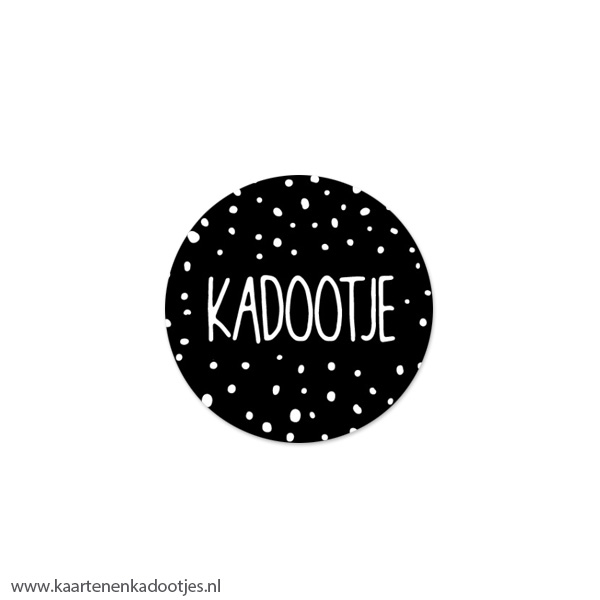 7 Stickers rond 35 mm kadootje stipjes zwart/wit