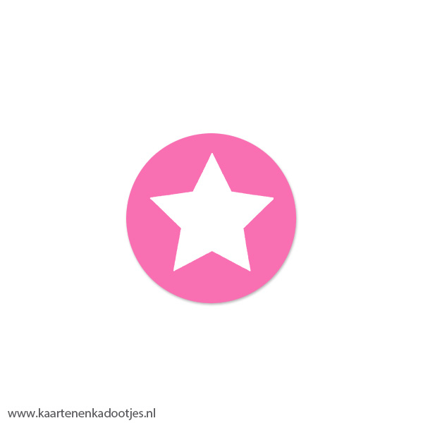 8 Stickers rond 30 mm ster pink/wit