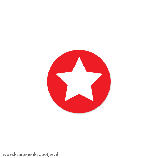 8 Stickers rond 30 mm ster rood/wit