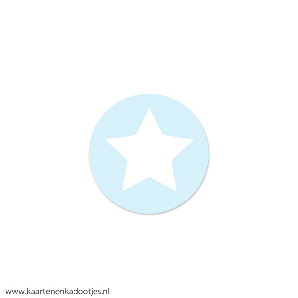 8 Stickers rond 30 mm ster lichtblauw/wit