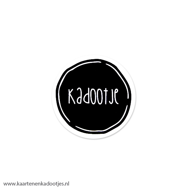 7 Stickers rond 35 mm kadootje zwart met witte rand