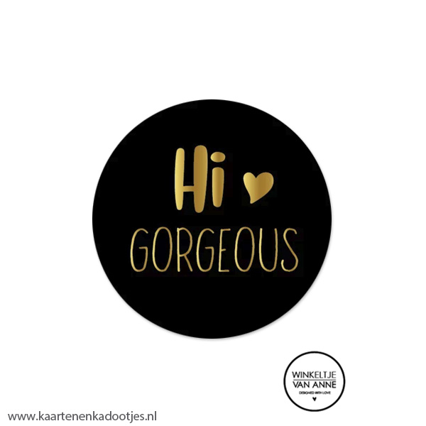 5 Stickers rond 45 mm hi gorgeous zwart/goudfolie