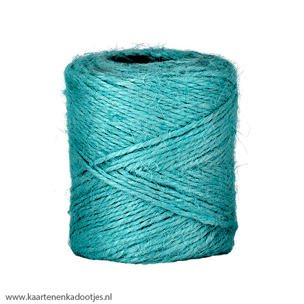 Jute bindtouw 2 mm turquoise 3 meter