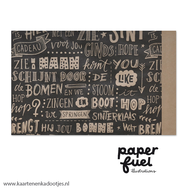 Kadozakje large 17x25 cm Sint handlettering kraft Paperfuel