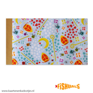 Kadozakje medium 12x19 cm Sinterklaas staffen en mijters