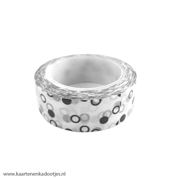 Washi tape stippen en rondjes wit/zwart