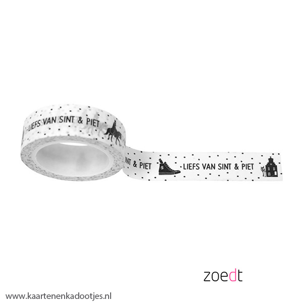 Washi tape liefs van Sint & Piet wit/zwart Zoedt