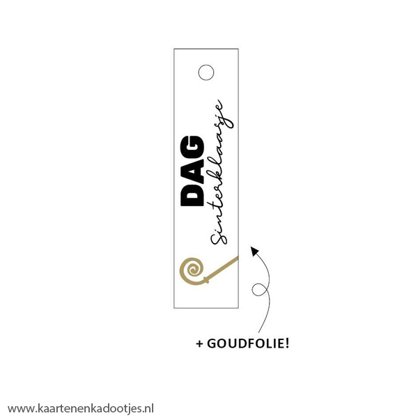 Kadolabel rechthoek 8x2 cm dag Sinterklaasje goudfolie
