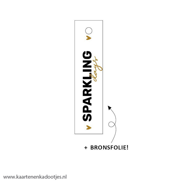 Kadolabel rechthoek 2x8 cm sparkling days bronsfolie