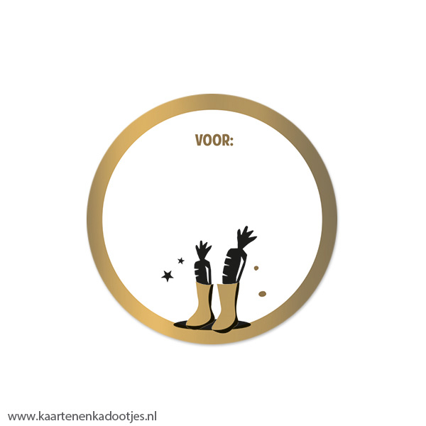 5 Stickers rond 50 mm schoen zetten goudfolie mat