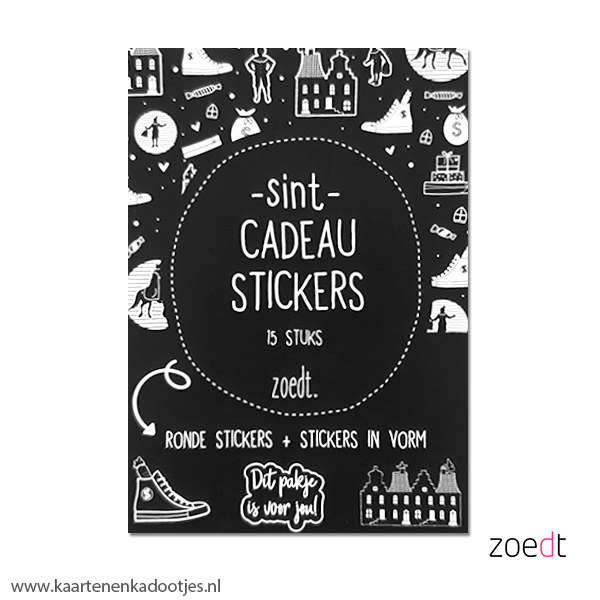 Stickervel A6 Sint 15 stickers zwart/wit
