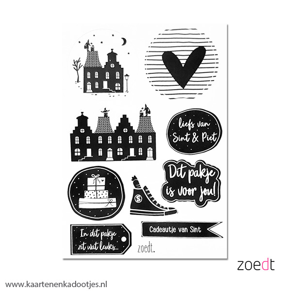 Stickervel A6 Sint 15 stickers zwart/wit - Afbeelding 2