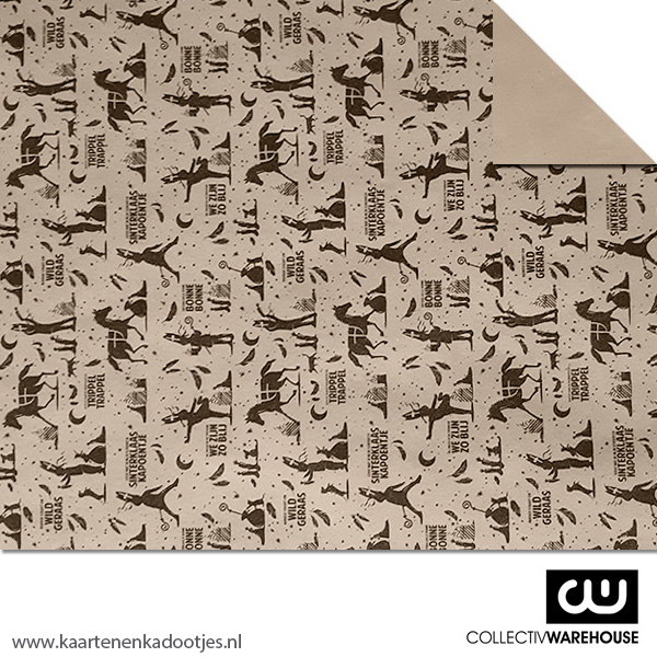 Kadopapier wild geraas eco kraft/zwart