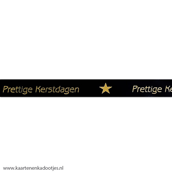 Satijnlint 15 mm Prettige Kerstdagen zwart/goudfolie 3 meter