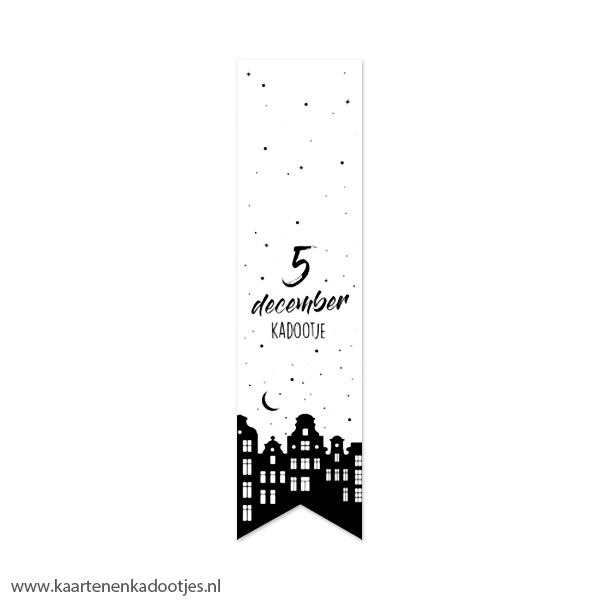 5 Stickers vaan 35x135 mm 5 december kadootje