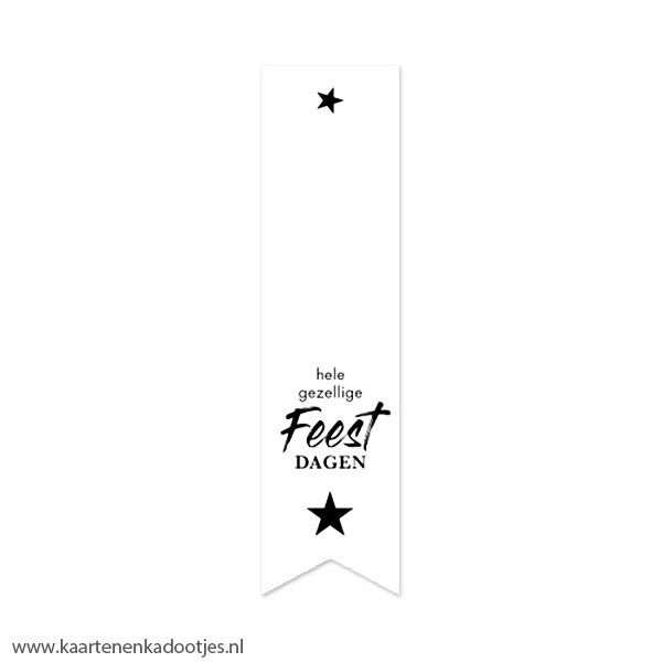 5 Stickers vaan 35x135 mm hele gezellige feestdagen ster wit/zwart