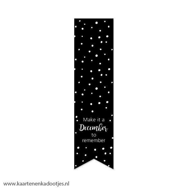 5 Stickers vaan 35x135 mm make it a December to remember dots zwart/wit