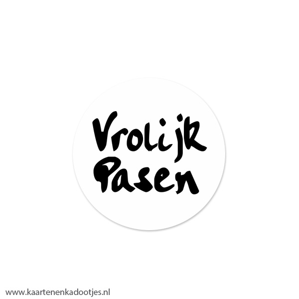 6 Stickers rond 40 mm vrolijk Pasen wit/zwart