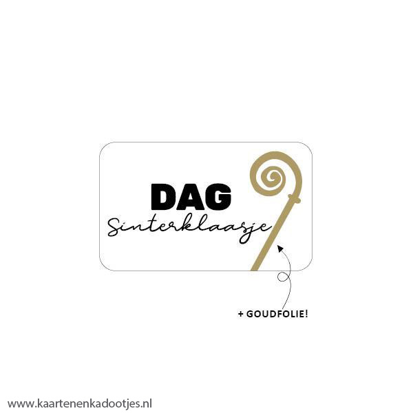 6 Stickers rechthoek 58x35 mm dag Sinterklaasje goudfolie