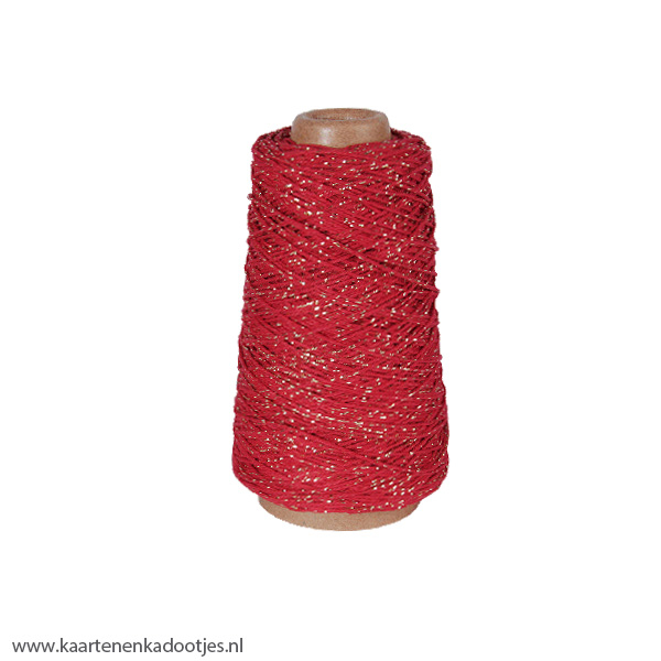 Koord lurex twist 2mm rood-goud 5 meter
