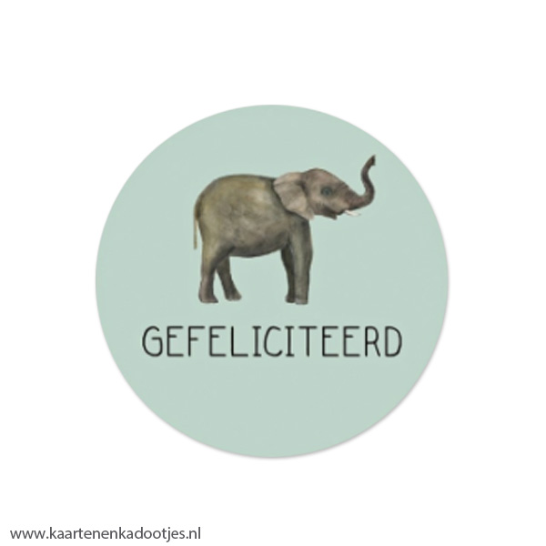 schildpad jacht Antagonisme 5 Stickers rond 55 mm gefeliciteerd olifant - Kaarten en Kadootjes