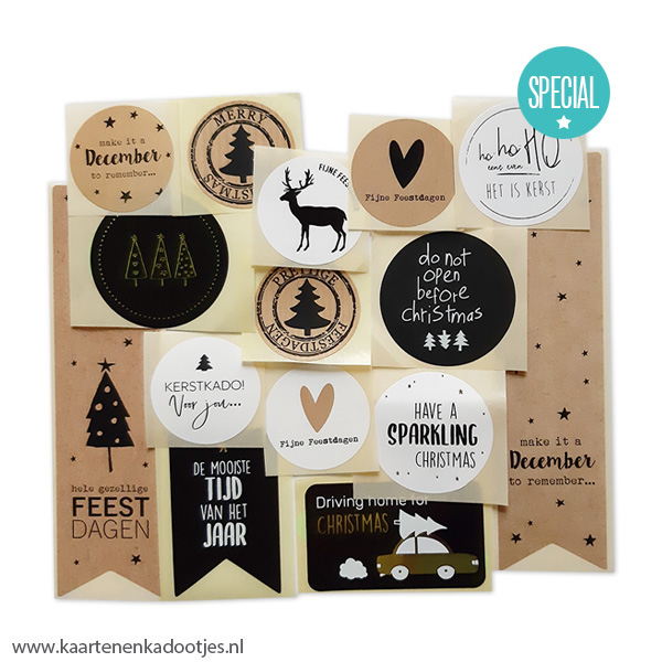 15 Stickers assorti Kerst - Kaarten en