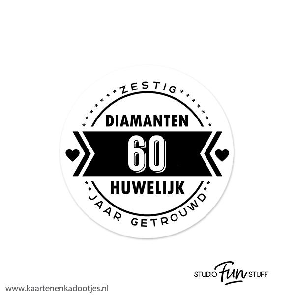 mengsel Fysica meer 5 Stickers rond 51 mm 60 jaar getrouwd diamanten huwelijk - Kaarten en  Kadootjes