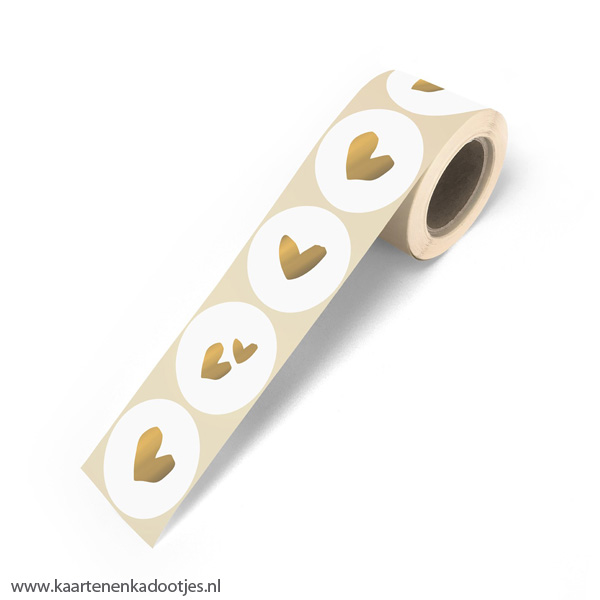 6 Stickers rond 50 mm Solo Hearts goudfolie