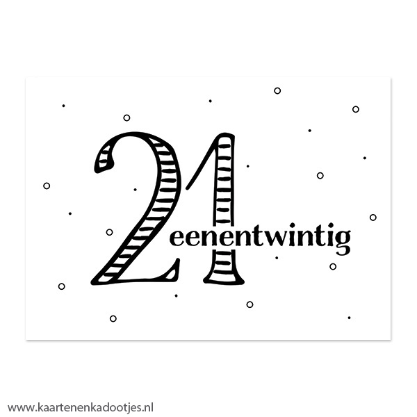 Kaart 21 eenentwintig wit/zwart