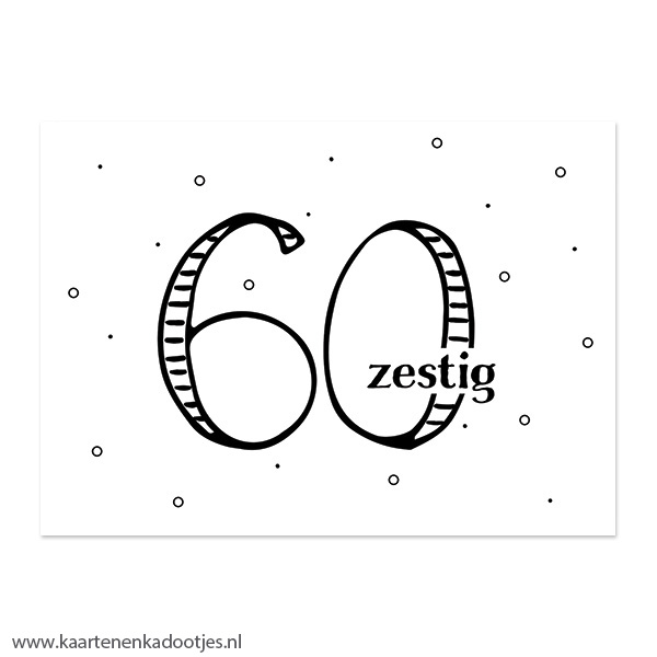Kaart 60 zestig wit/zwart