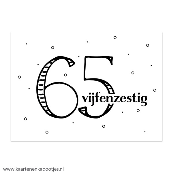 Kaart 65 vijfenzestig wit/zwart