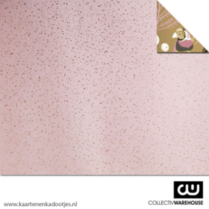 Kadopapier twinkling stars roze/goudfolie dubbelzijdig