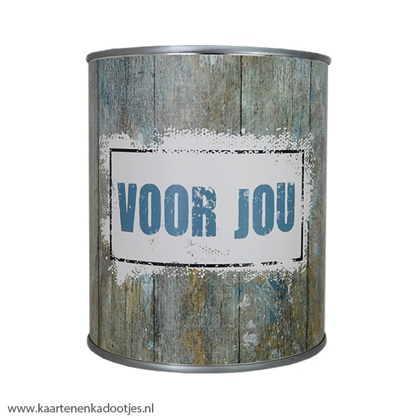 Kadoblik 750 ml voor jou steigerhout blauw