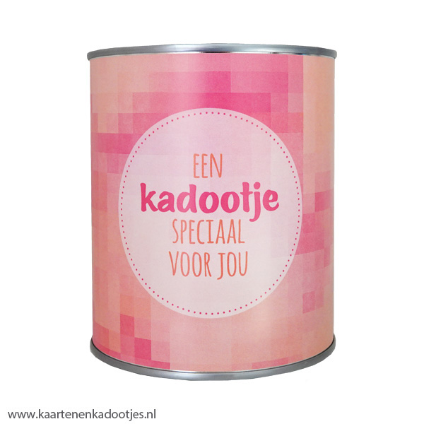 Kadoblik 750 ml een kadootje speciaal voor jou pink/zalm