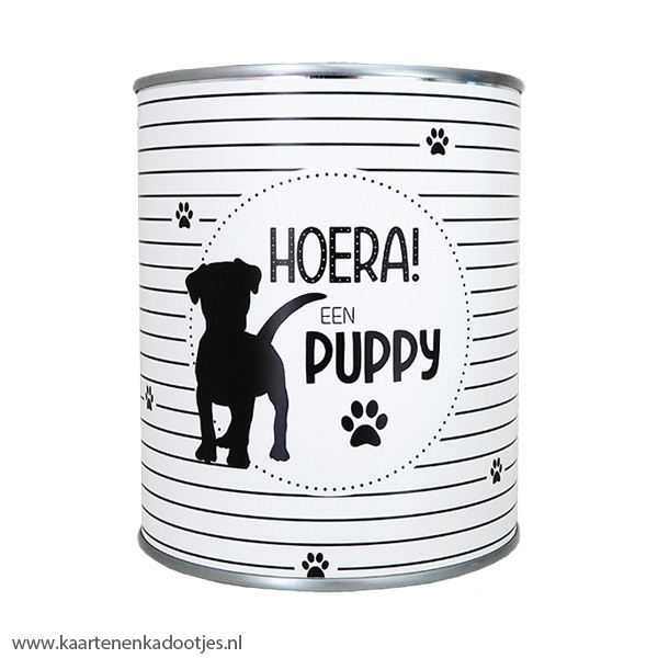 Kadoblik 750 ml hoera een puppy