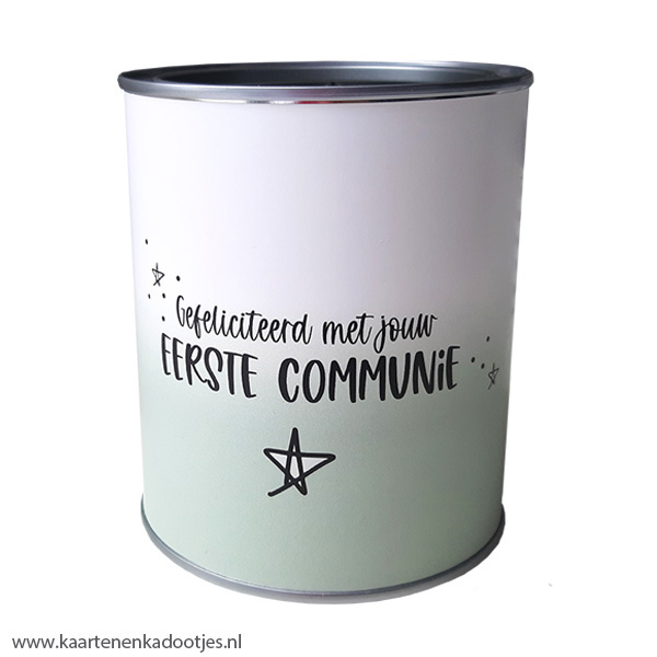 Kadoblik 750 ml gefeliciteerd met jouw Eerste Communie ster dip dye groen