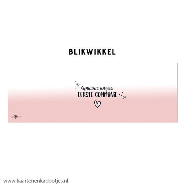 Kadoblik 750 ml gefeliciteerd met jouw Eerste Communie hart dip dye roze - Afbeelding 2