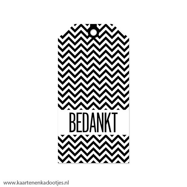 Kadolabel medium bedankt zigzag