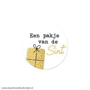 6 Stickers rond 40 mm een pakje van de Sint goudfolie