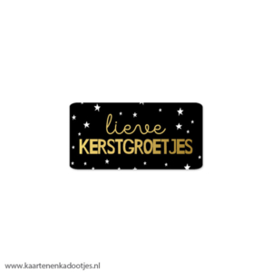 7 Stickers rechthoek 40x25 mm lieve kerstgroetjes goudfolie