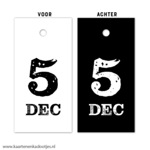 Kadolabel 4x8 cm 5 DEC wit/zwart