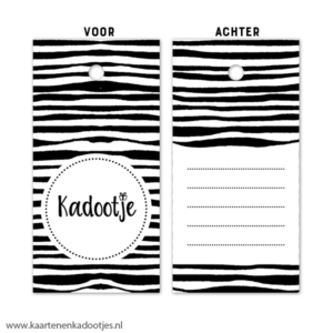 Kadolabel 4x8 cm kadootje zebrastrepen