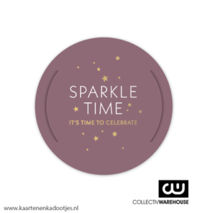 Kadolabel rond 70 mm sparkle time it's time to celebrate goudfolie