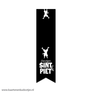 5 Stickers vaan 35x135 mm groetjes Sint & Piet zwart/wit