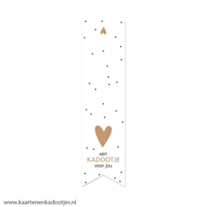 5 Stickers vaan 35 x 135 mm een kadootje voor jou hart stipjes wit/kraft